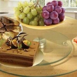Glass revolving cake stand