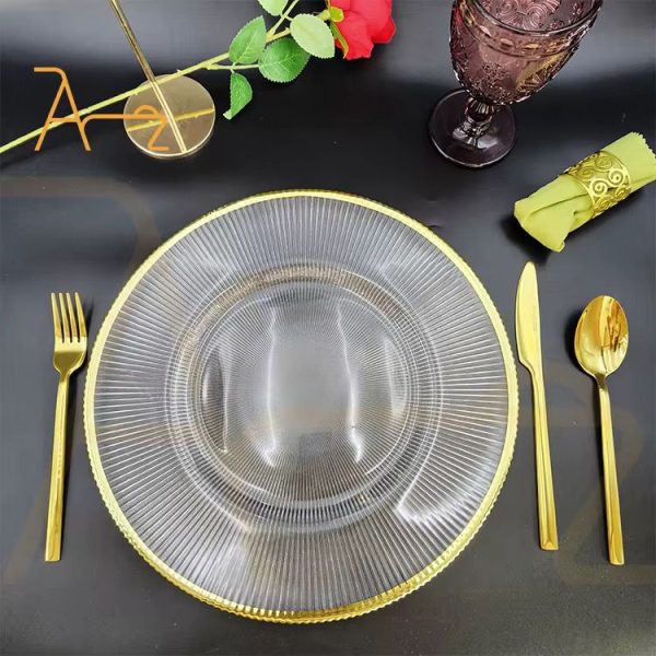 Gold Rim Glass Underplate MOQ 360 pcs. FOB 🇨🇳 $1.55 - Image 2