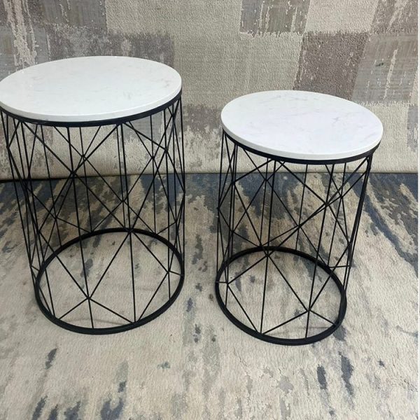 2 PCs Marble Top Black Table Set MOQ 24 sets. FOB 🇨🇳 $20.00