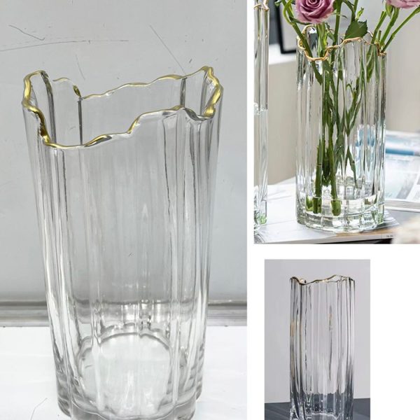 Glass Gold Trim Vase MOQ 72 pcs . FOB 🇨🇳 $4.60
