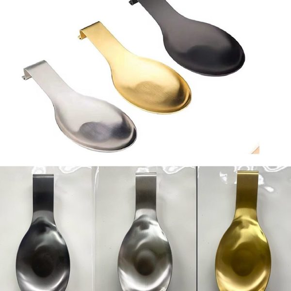 Gold / Black Metal Flat Spoon Rest MOQ 144 pcs. FOB 🇨🇳 $1.60