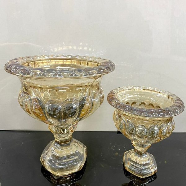 Large Gold Round Glass Vase MOQ 96 pcs. FOB 🇨🇳 $2.90