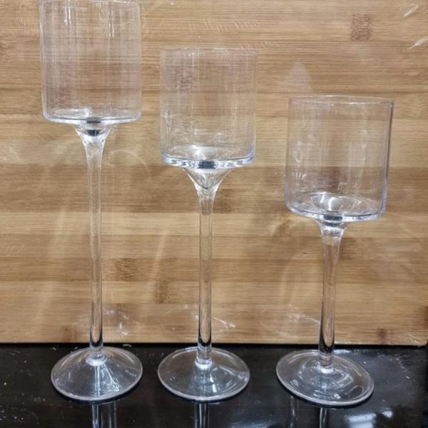 3pc Glass Candle Holder MOQ 60 sets (Set of 3). FOB 🇨🇳 $4.50 - Image 2