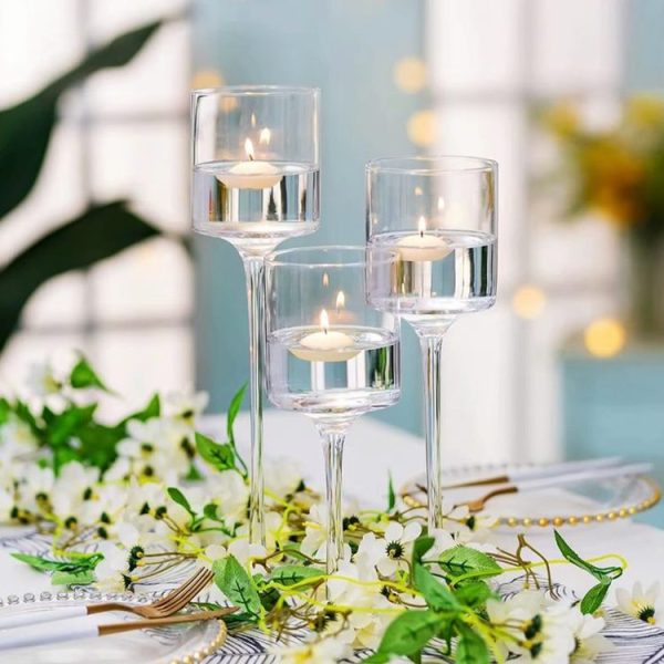 3pc Glass Candle Holder MOQ 60 sets (Set of 3). FOB 🇨🇳 $4.50