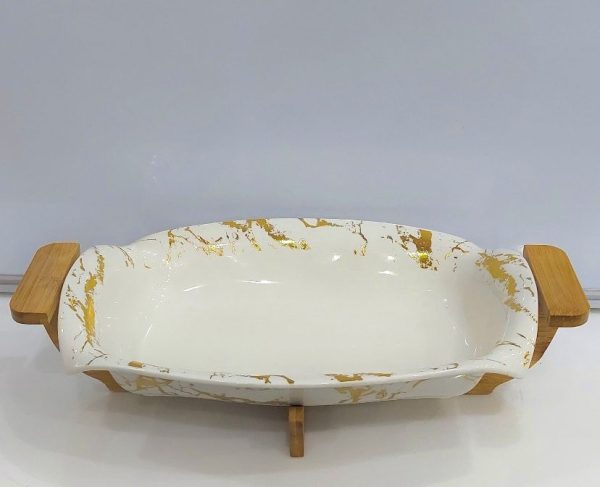 Ceramic Salad Bowl with wooden stand Quality Products • Low MOQ • Factory Prices - Image 2