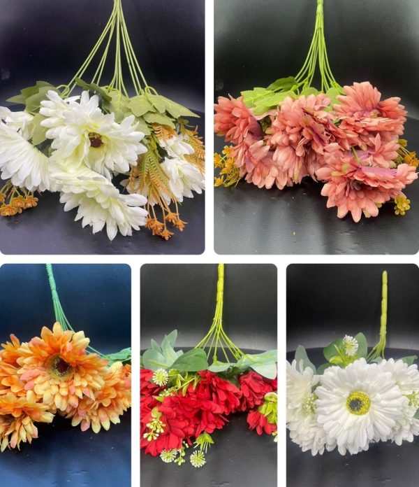 Artificial flower. 8 head. 40cm stem. Available in 5 colors!