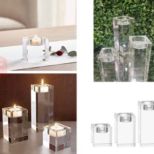 3pc square glass candle holder!