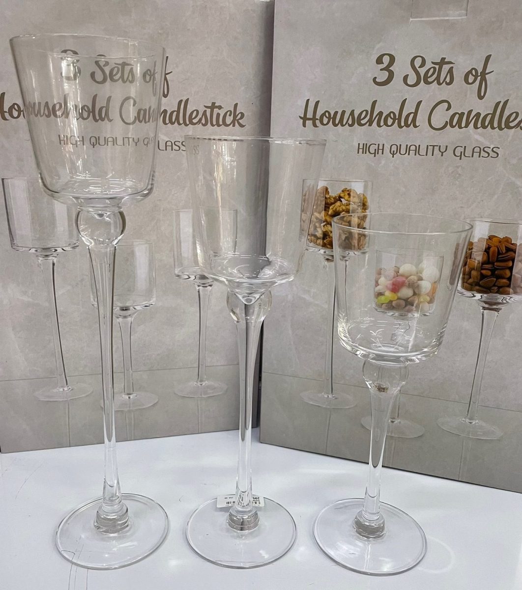3pc Glass candle holder