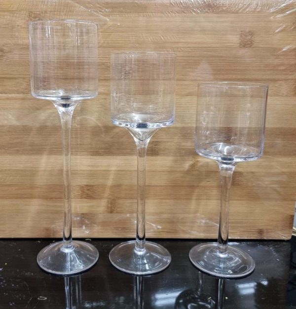 3pc glass candle holder