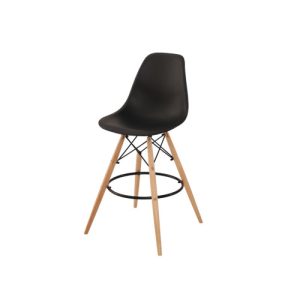 Wooden Leg Bar Stool Black