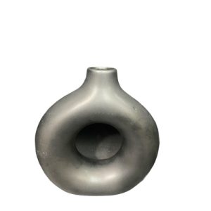 Ceramic Vase Rnd Black 19cm