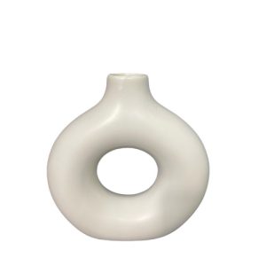 Ceramic Vase Rnd White 19cm