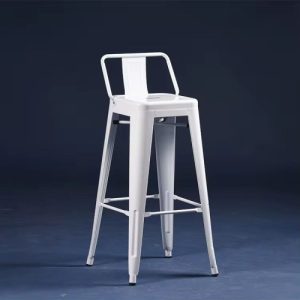 Metal Bar Stool Cafe White