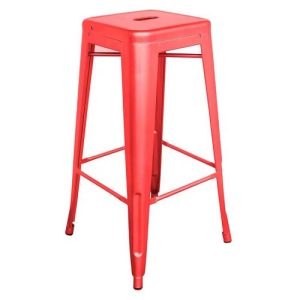 Bar Stool Metal Red