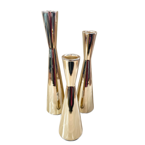 Candle Holder 3pc Gold